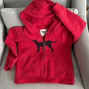 Black Dog Red Full Zip Hoodie Sweatshirt - Kids Small